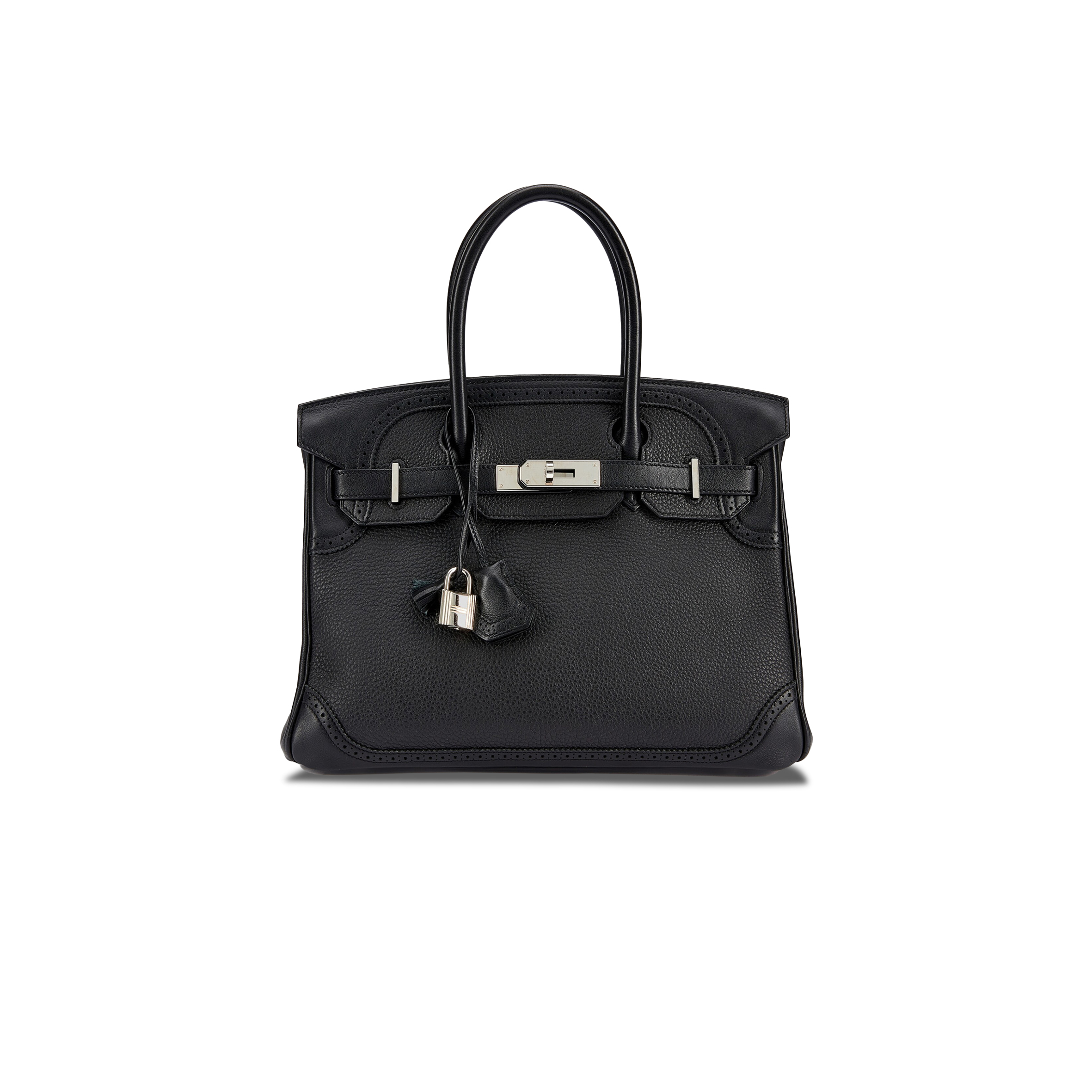 HERMES MASTER BIRKIN 30 WIFT WITH TOGO LEATHER BLACK SILVER BUCKLE BAG 195482 (30*22*15cm)